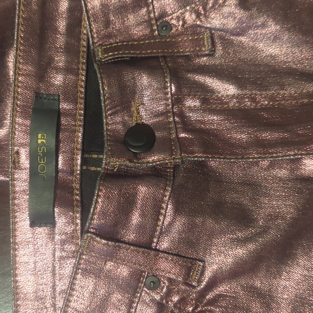 NWT Joe's Jeans pink metallic coated skinny jeans - Picture 4 of 8